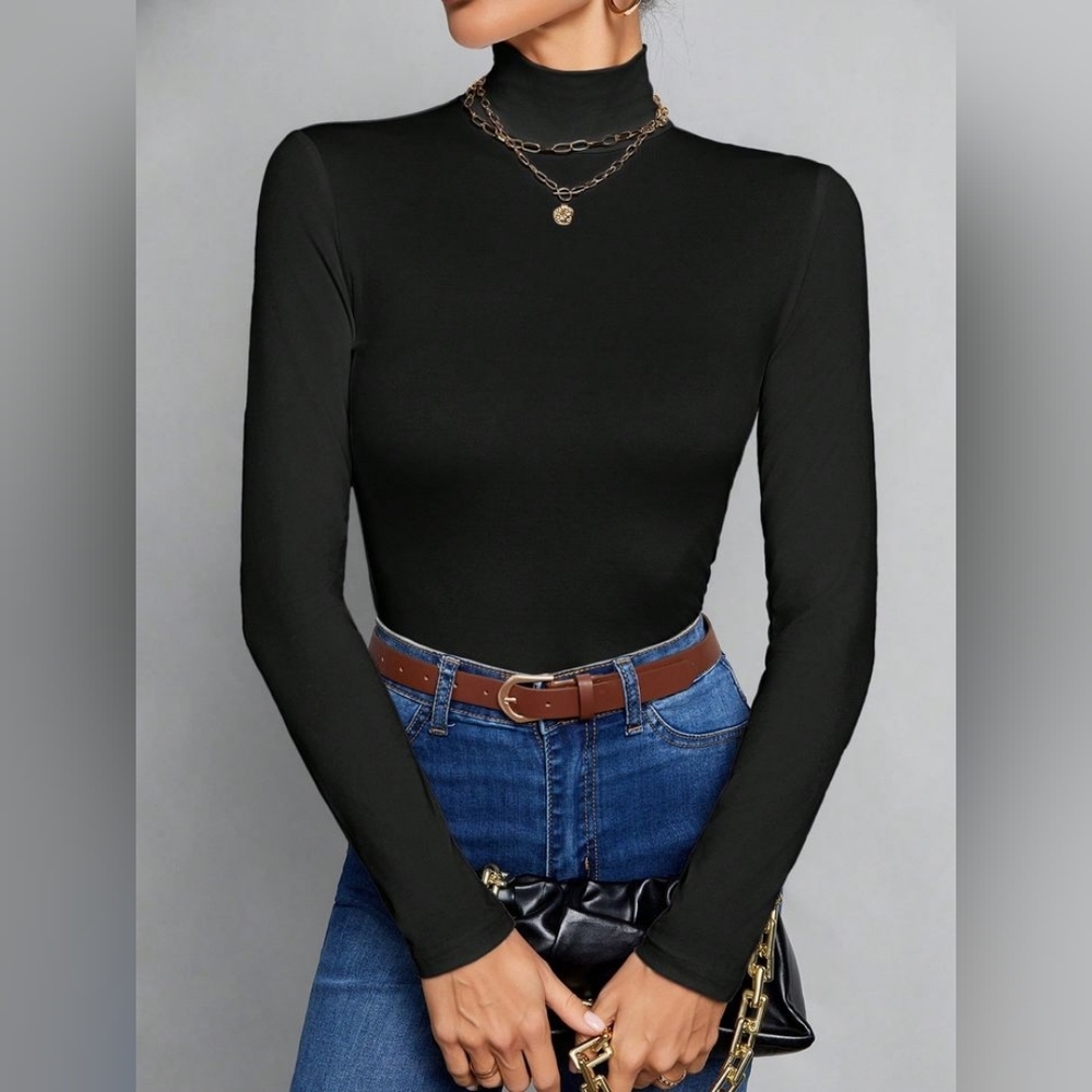 Active Basic Black Long Sleeve Bodysuit